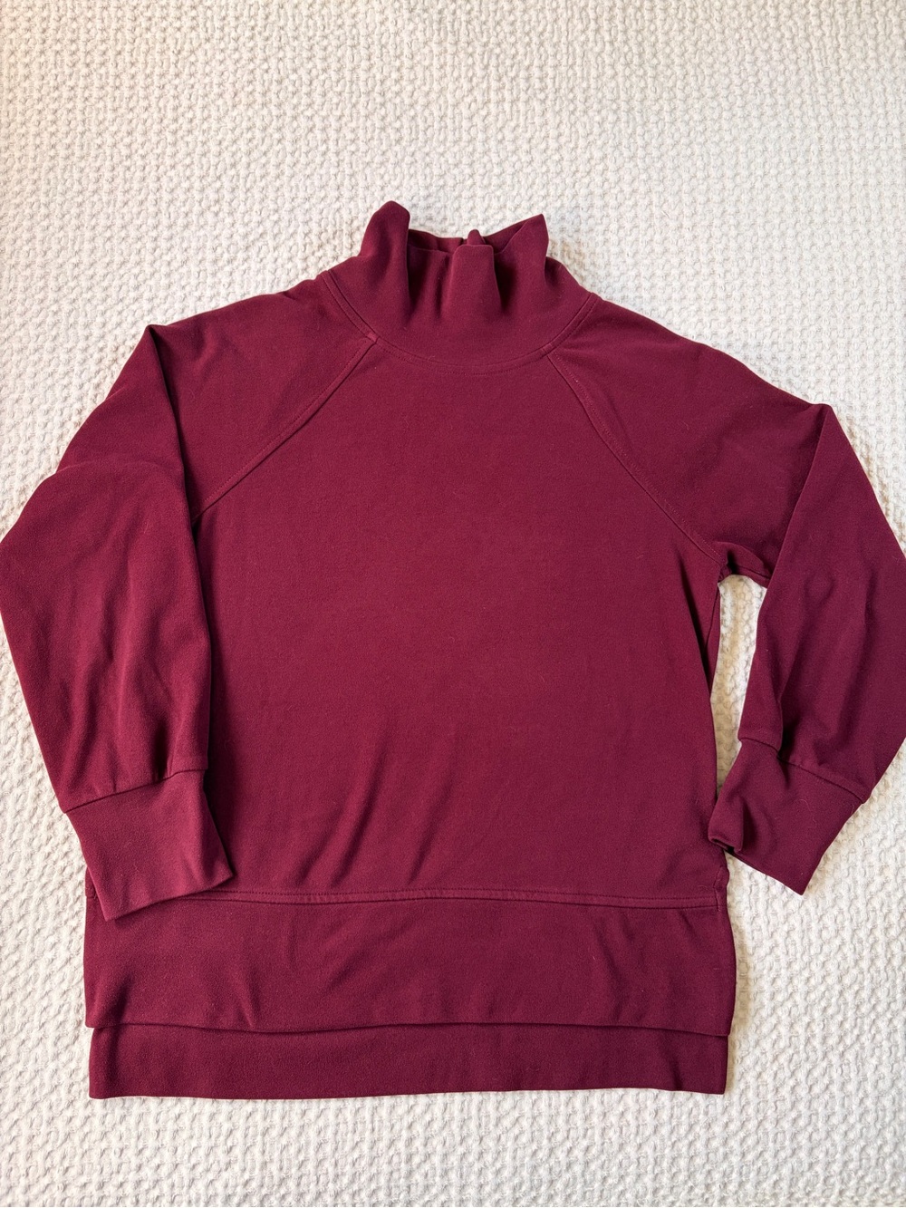 Women's Burgundy Raspberry Mock Neck Fleece sweatshirt